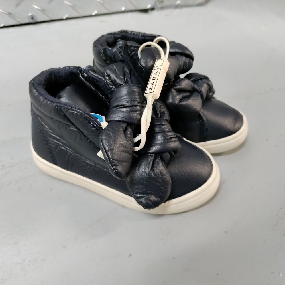 🆕Zara | Navy Blue Sneakers w/ Bows Toddler Baby Shoes w/ Bows Size EU 21